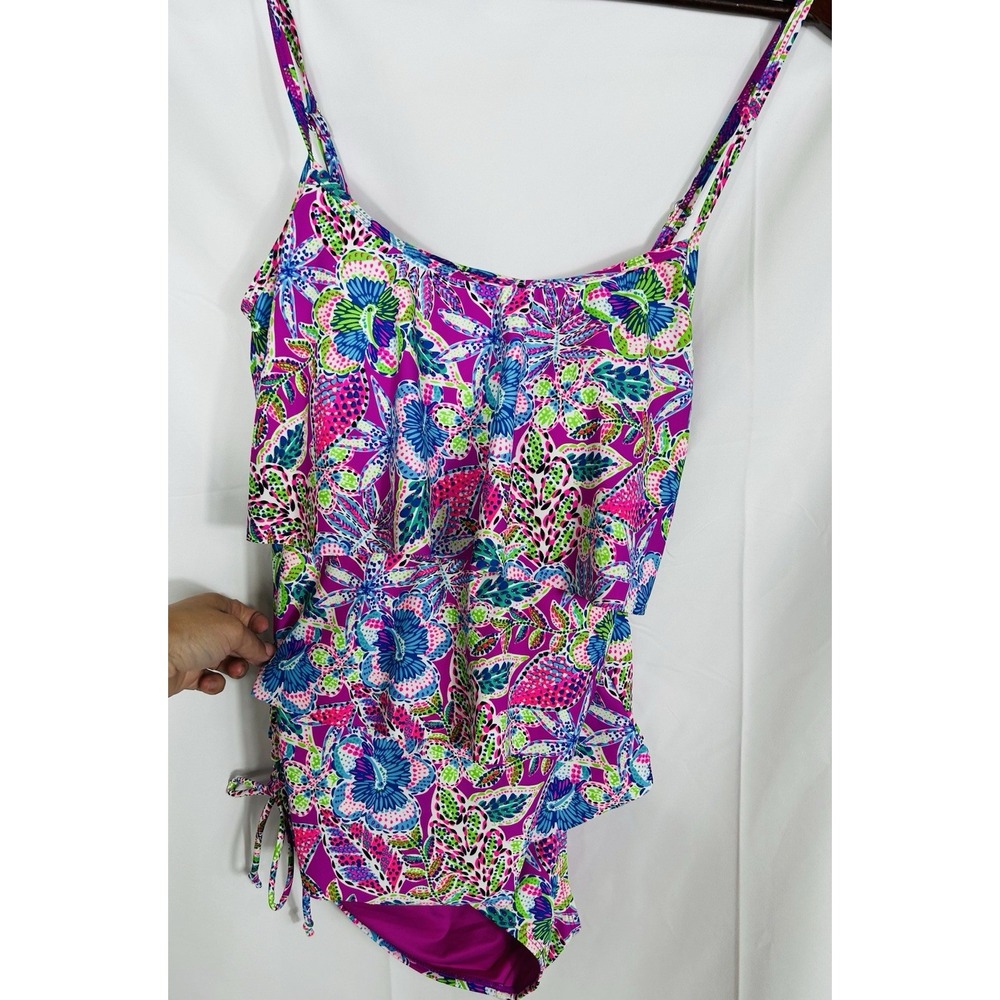 Stella Parker Collection Womens L Tankini Swim 2 PC Set Bright Tropical Floral